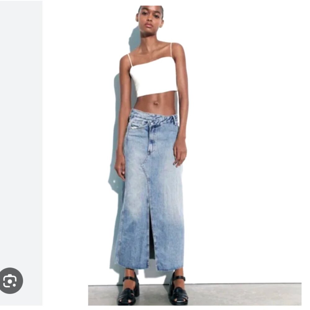 Zara Denim Midi Skirt, XS